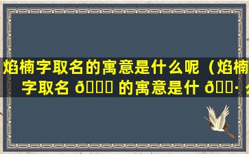 焰楠字取名的寓意是什么呢（焰楠字取名 💐 的寓意是什 🌷 么呢女孩子）